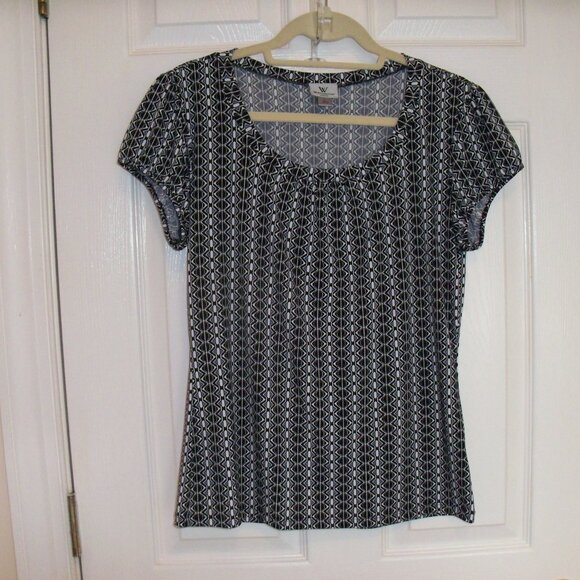 Worthington geometric-print dressy blouse size Large  Great condition! - Picture 1 of 8